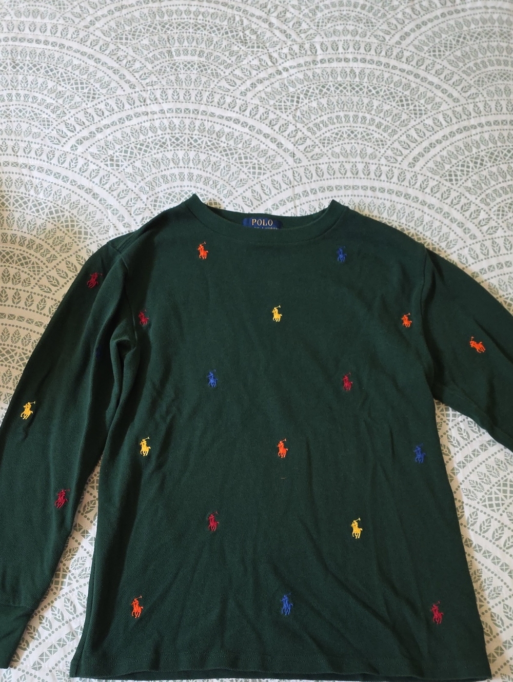 Polo Ralph Lauren Dark Green Crewneck with Multicolor Pony Embroidery